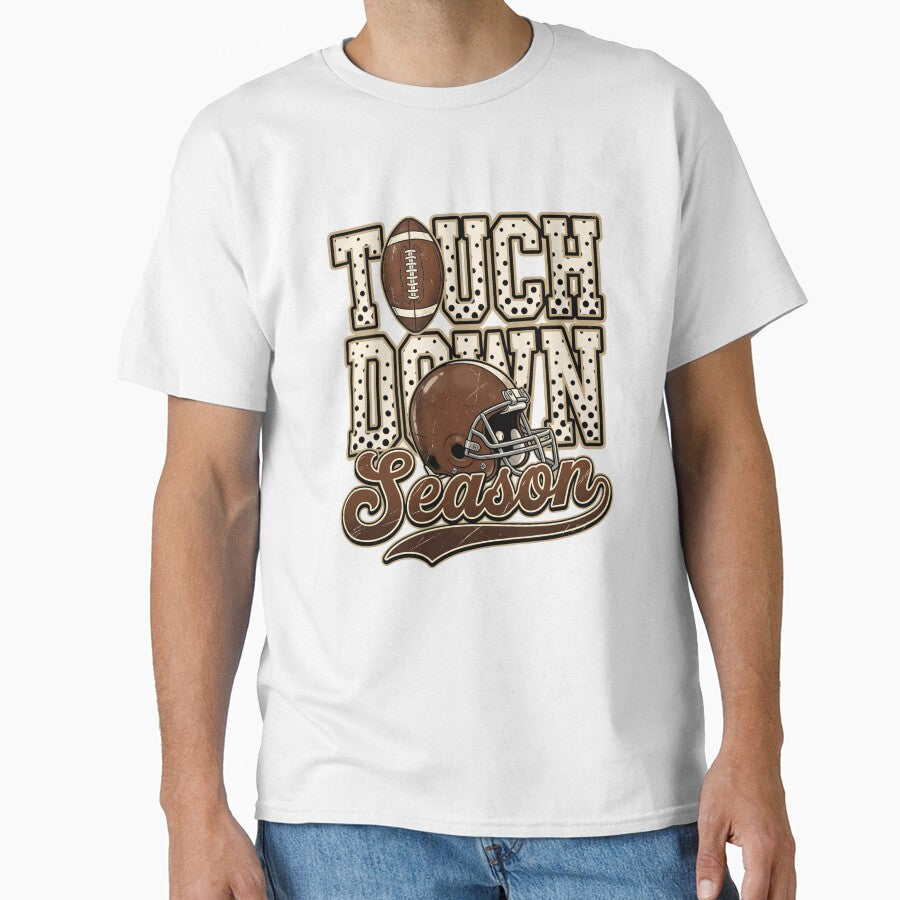 Touch down Season , Football Fan Gift, Polka Dot Football and Helmet Game Day, Game Day Graphic Tee, Football Lover Gift by Merchall  store