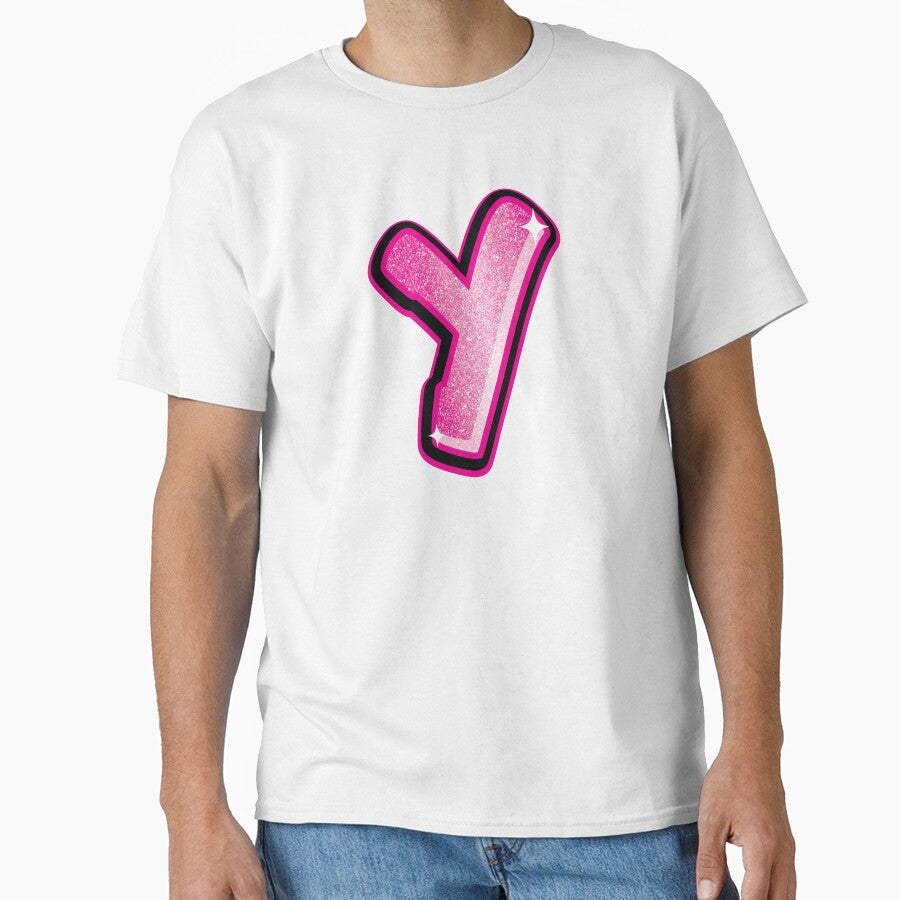 Glitter Pink Y Initial Sticker by LazyCreativeCo