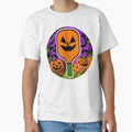 Pickleball Halloween Circle Sticker, Art, Print Orange Purple Black by prismloft