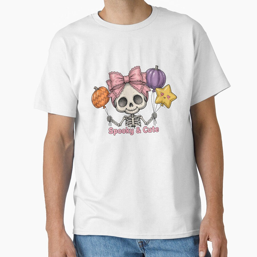 Coquette Skeleton with Bow Balloons Spooky and Cute Halloween Kawaii by HealingEraInk