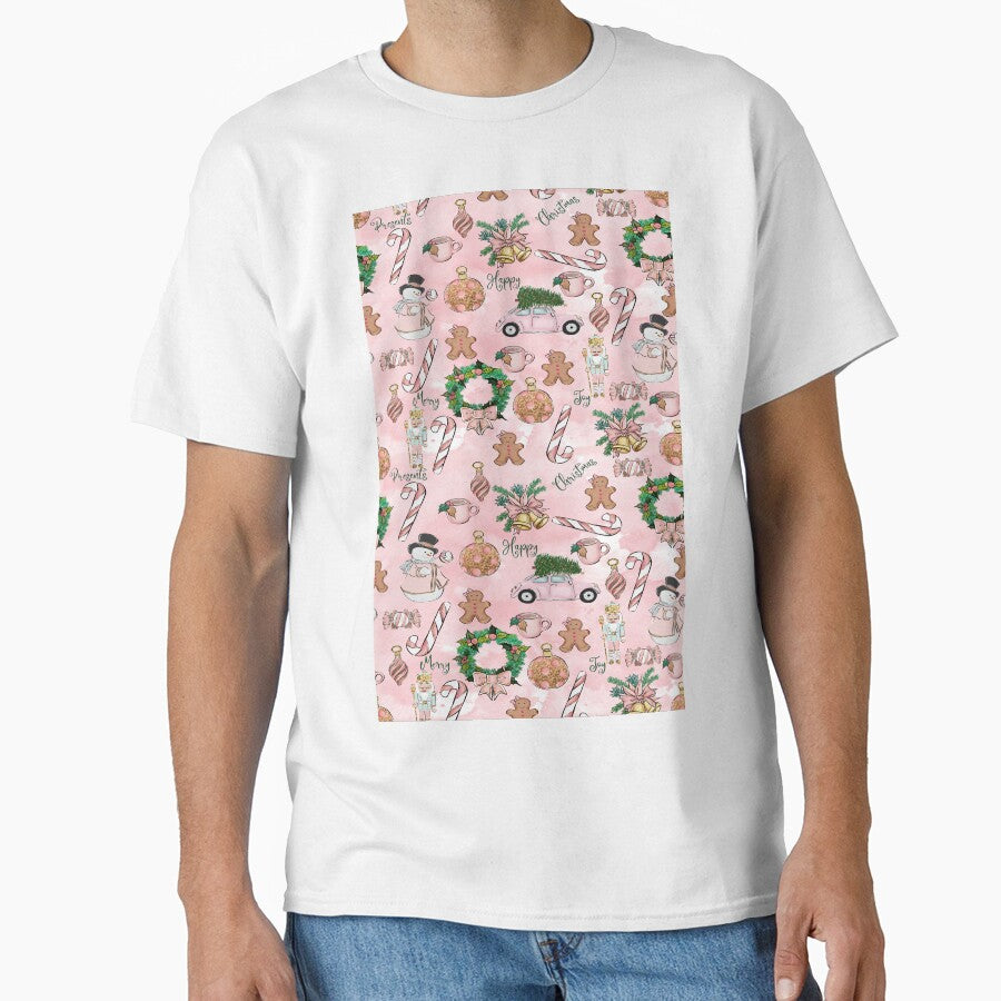 Watercolor Pink Christmas Pattern by ozcushionstoo