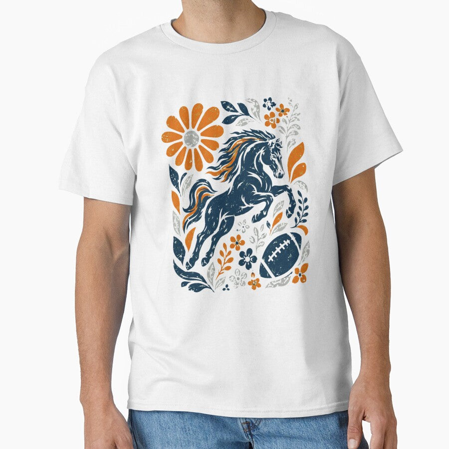 Retro Horse Floral Football Game Day by StanleyBr11648