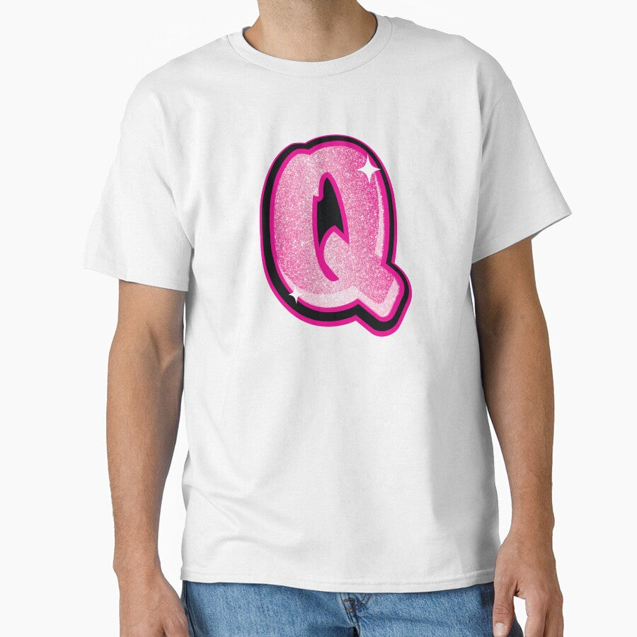 Glitter Pink Q Initial Sticker by LazyCreativeCo