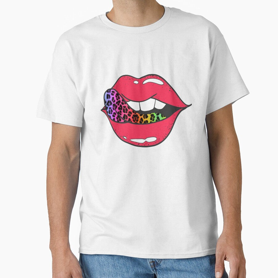 Women Men Summer Cute Sexy Lips Face Leopard Tongue Graphic by Countrysmart