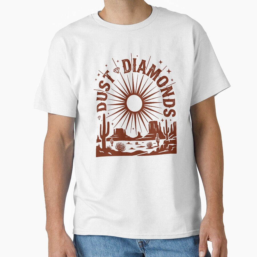 Dust & Diamonds — Retro Desert Sunset Western T-Shirt by BumbleBloom7