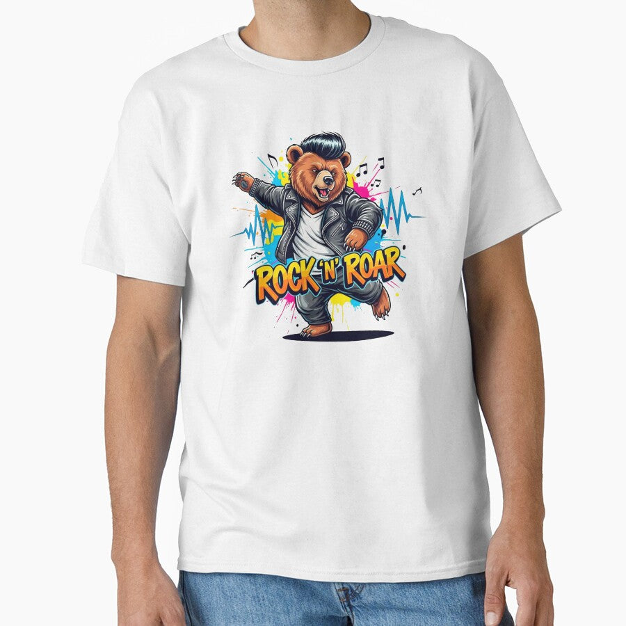 Retro Rockabilly Dancing Bear Sticker T-Shirt Hoodie by SholoStudio