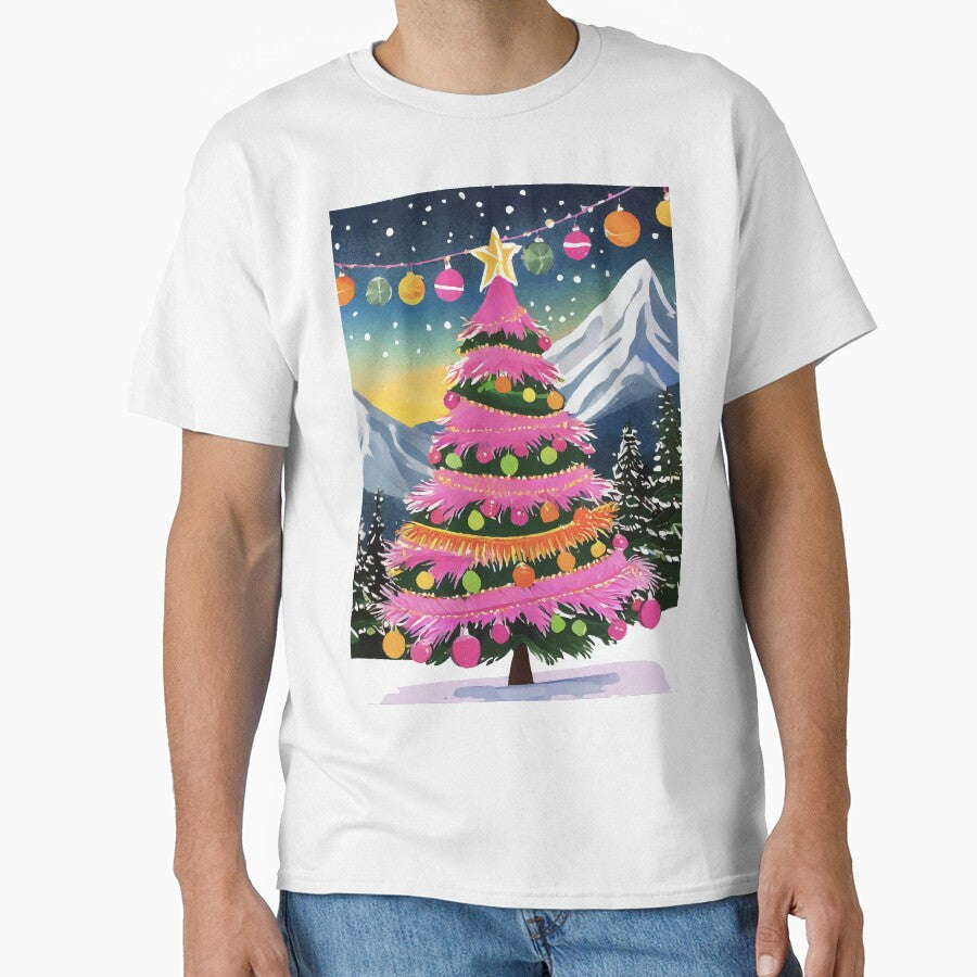 Pink Christmas Whimsical Watercolor by Magnolia Valley Art