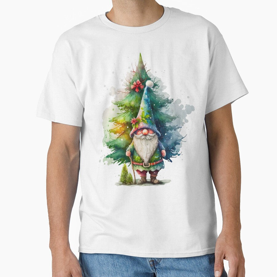 Watercolor Christmas Gnome with Christmas tree illustration by KlaraMacinka