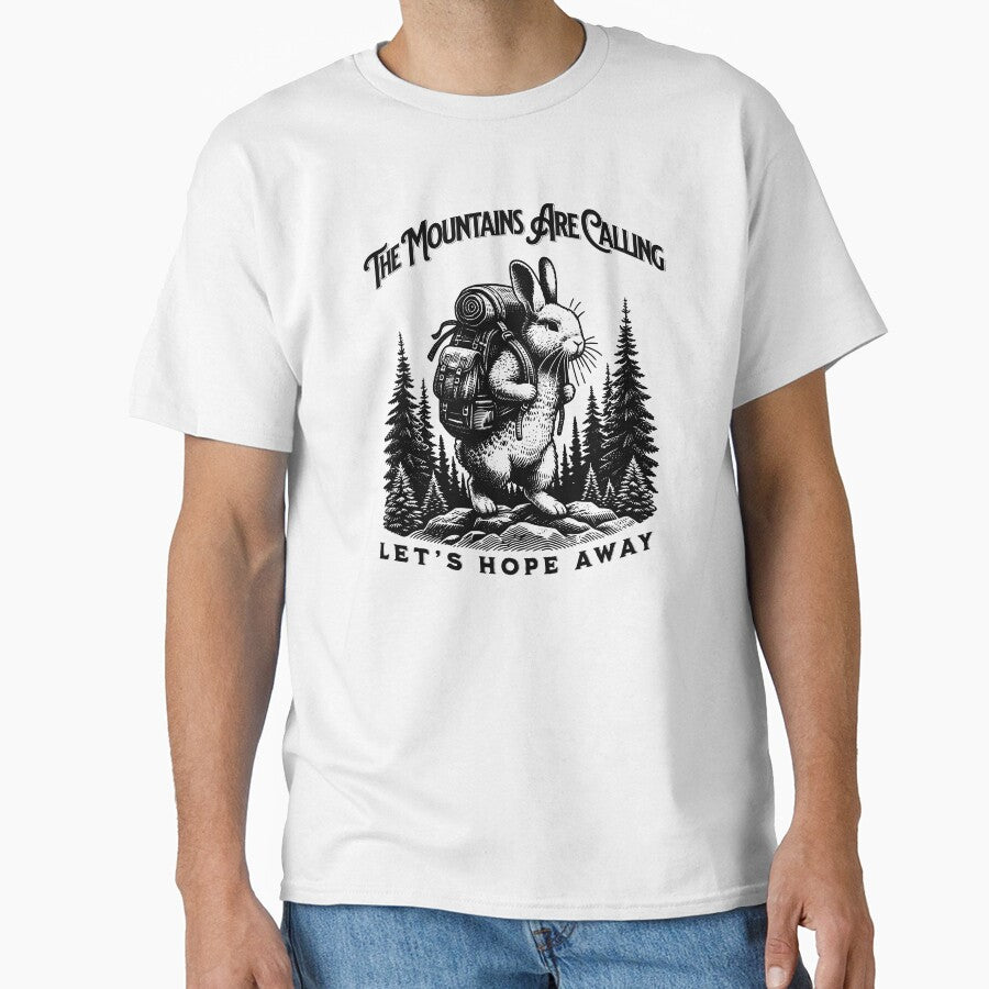 The Mountains Are Calling – Let’s Hop Away | Skeleton Hiking Adventure Design by Graphic Botique