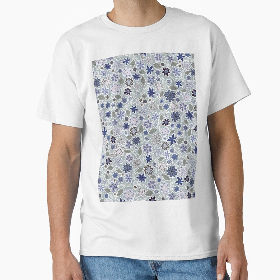 hand drawn flowers - blue by Claire Bowley