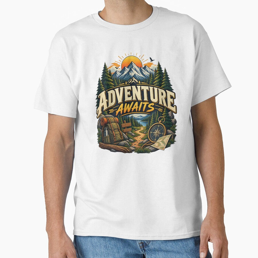 Adventure Awaits Vintage Mountain Hiking Camping Outdoor Design by RobertArt08