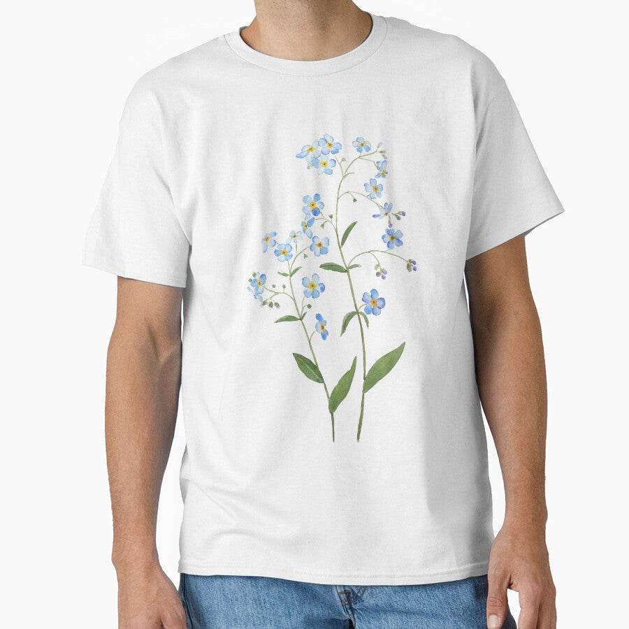 hand painted blue forget me not flowers 2021 watercolor by ColorandColor Unisex