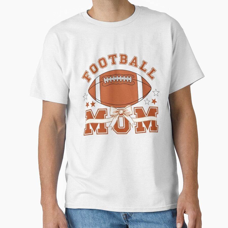 Proud Football Mom with Cute Bow and Stars by FmDesigner87