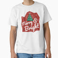 Merry & Bright Christmas Tree Design | Festive Red Holiday Art by Lu7u