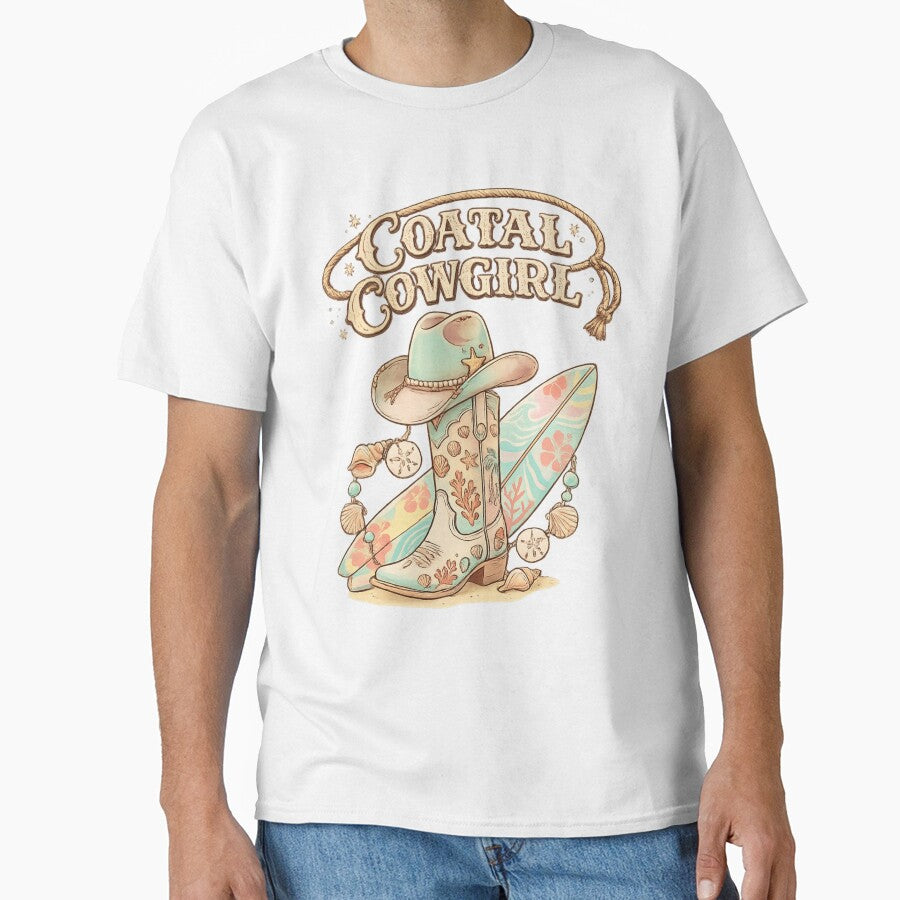 Coastal Cowgirl Boots – Beach Western Aesthetic Surf Cowgirl Summer Design by TessAdventures