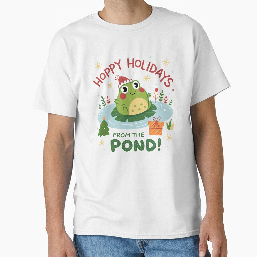 Hoppy Holidays from the Pond - Cute Frog Christmas Design by TheArtOfRanda