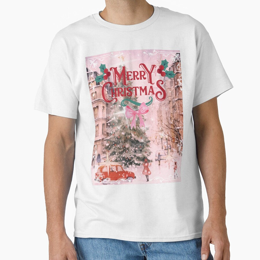 Vintage Merry Christmas - Pink aesthetic by bowsbotanicals
