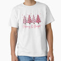 Merry And Bright Pink Pastel Christmas Trees Matching Family Holiday Graphic by Bad Kitty Designz
