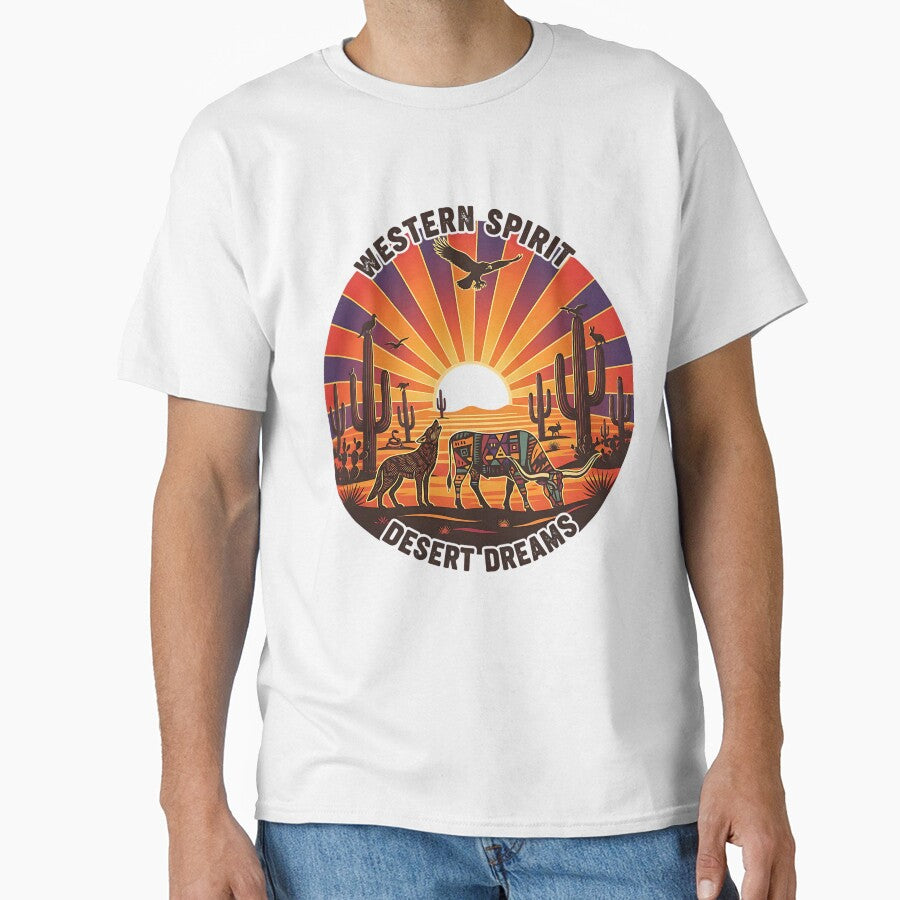 Western Spirit, Desert Dreams – Vintage Cowboy Sunset by Sinister prints