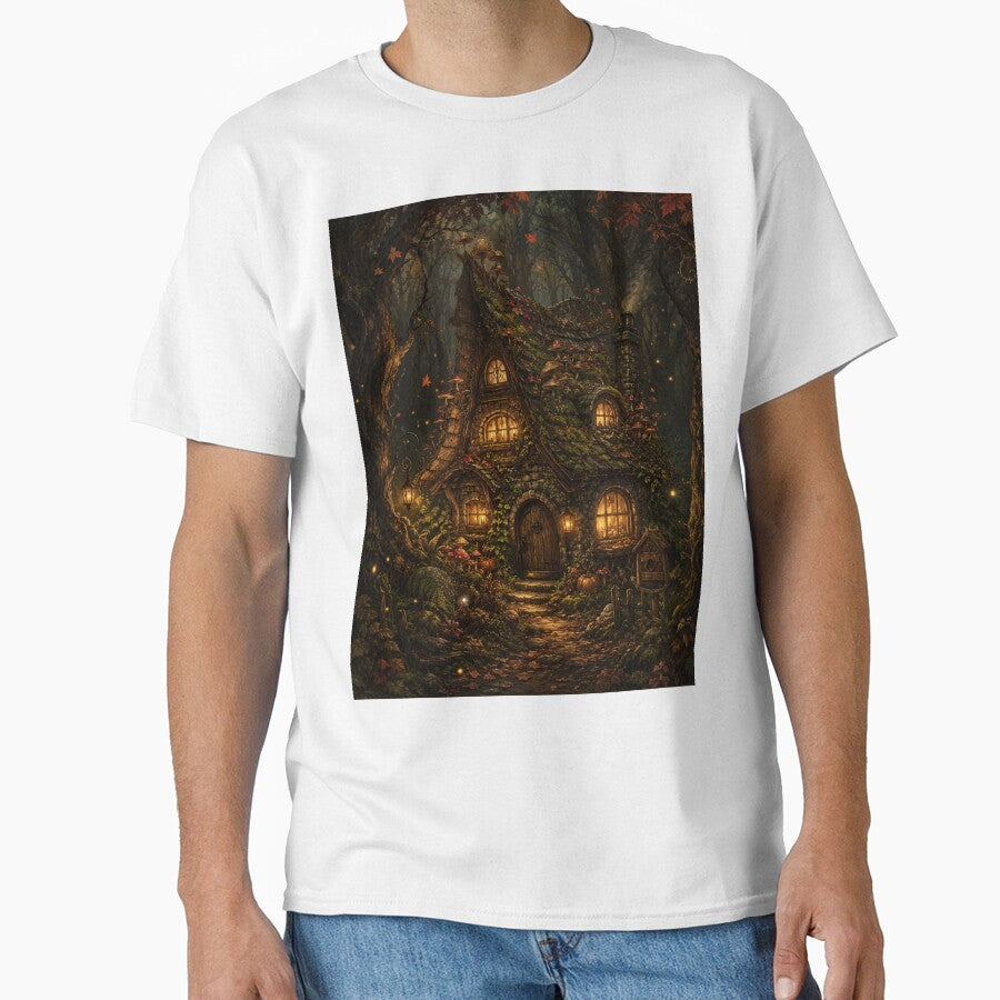 Goblincore Enchanted Forest Cottage – Atmospheric Dark Fairy Tale Illustration | Dark Cottagecore Art Gift by irfanshikh