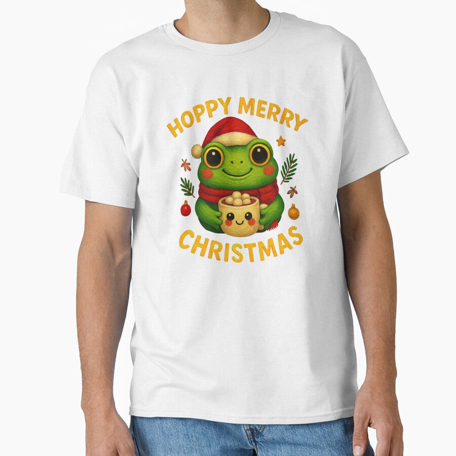 Hoppy Merry Christmas Frog Art by Liv Solara