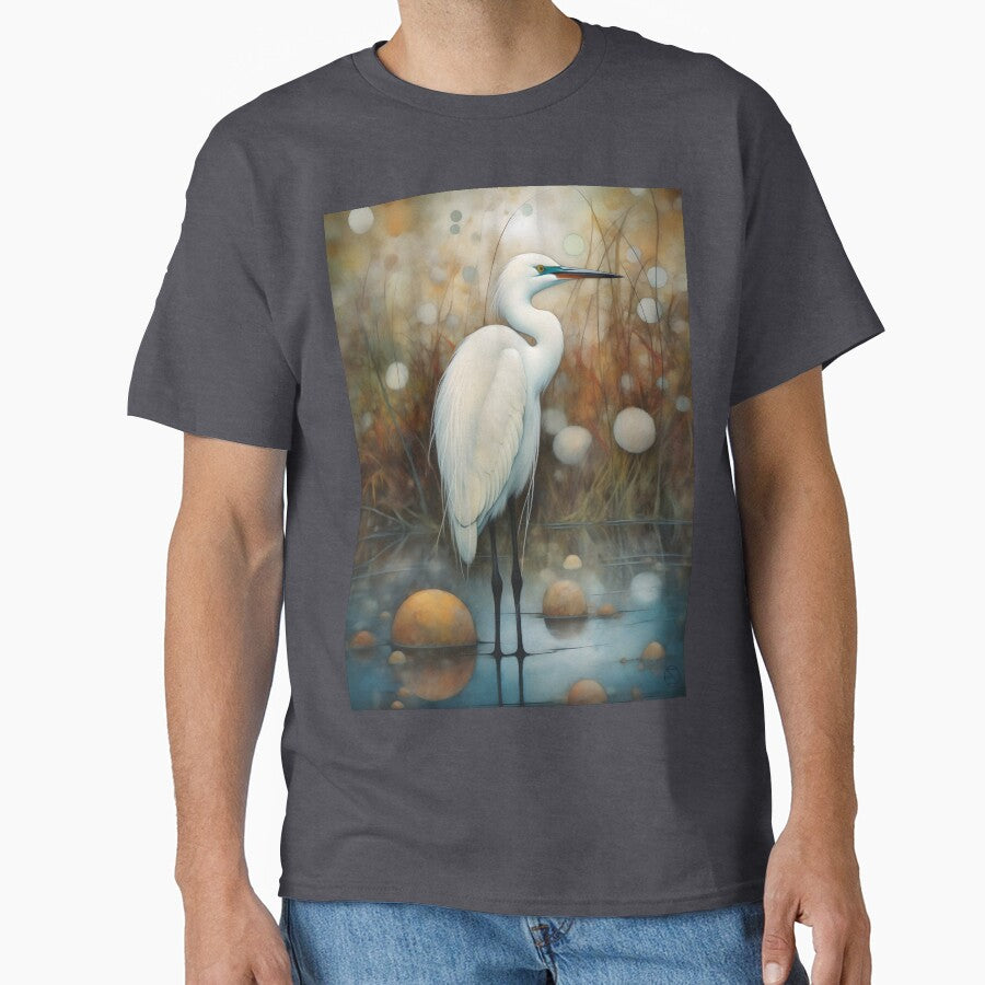Nature Lover's Essential: Egret in Grass Wildlife Art by SaffronPepper