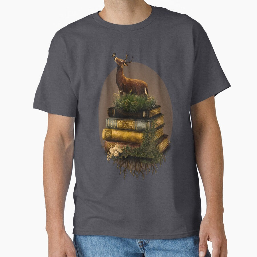 Mystical Stag on Vintage Book Stack Art by ArtistsAtticWI