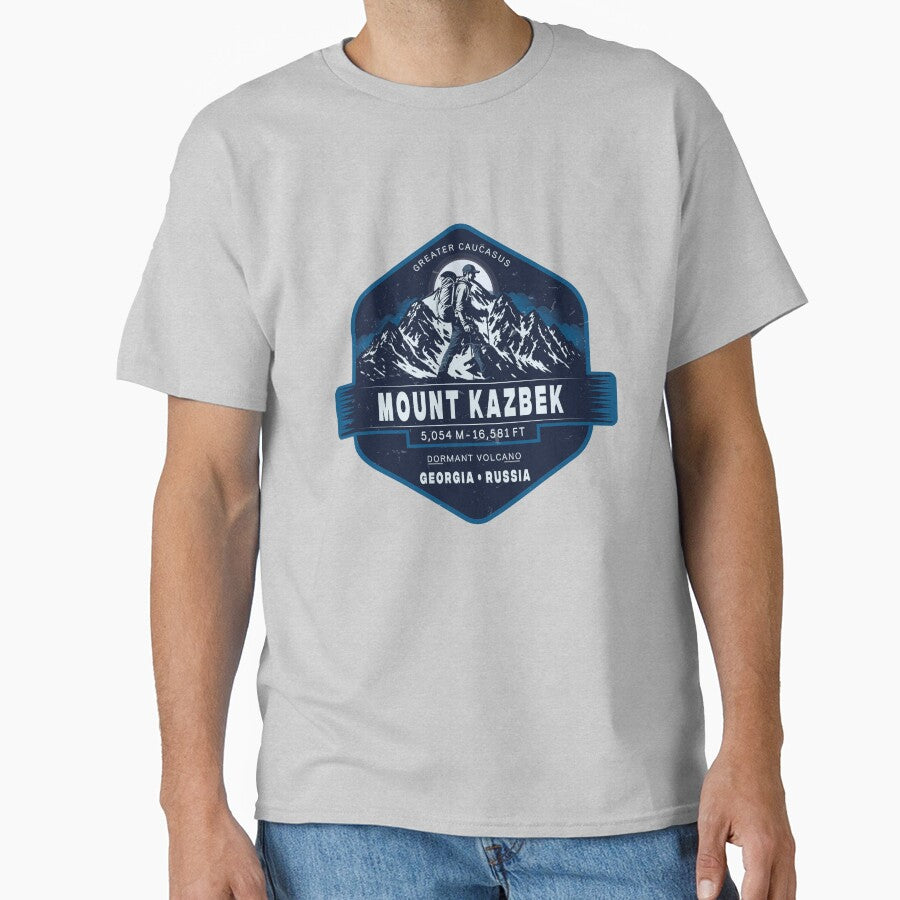 Mount Kazbek Georgia Vintage Badge | Mountain Adventure Design by Vale150