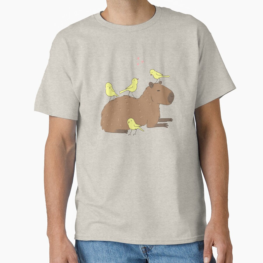 capybara with birds friends- a cute cartoon capybara chilling by Yarafantasyart