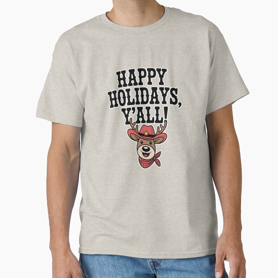 Western Christmas Cowboy Reindeer Southern Greeting Festive Art by chattsuede