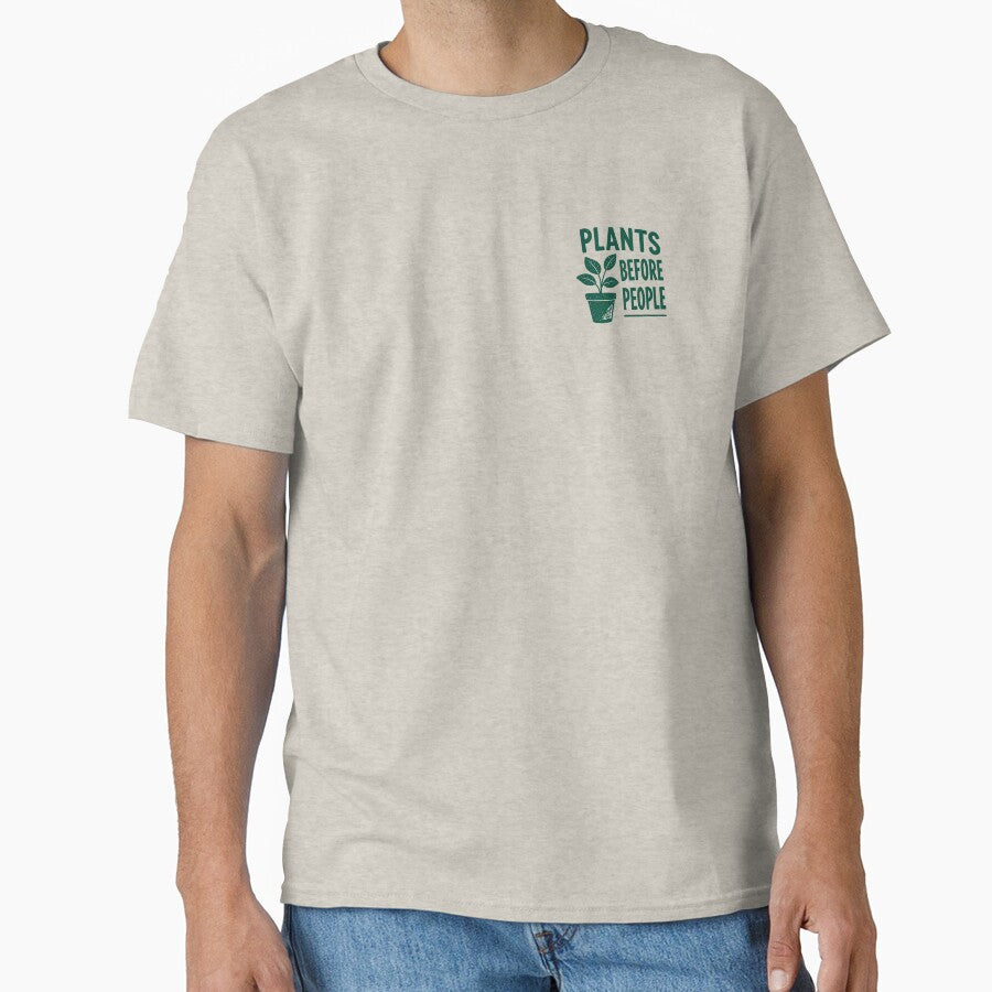 Plants before people funny gardening vintage retro eroded green thumbs design by bard-art