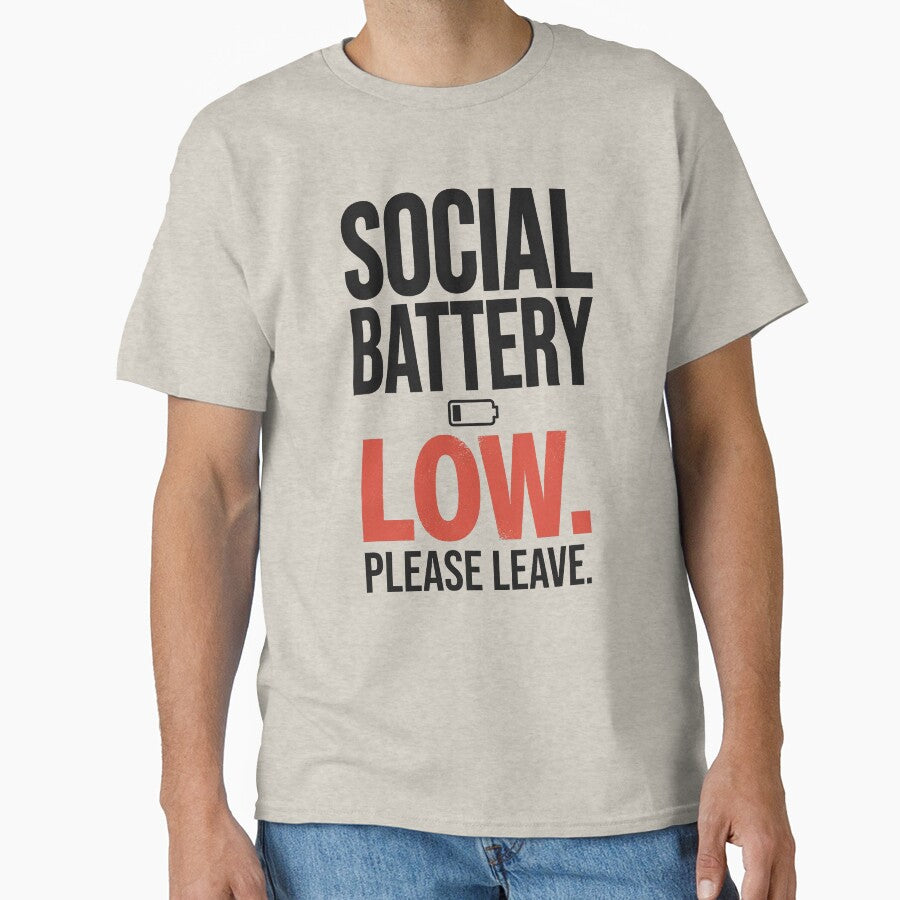 Social Battery Low Funny Introvert Design by Fun2Fentastic