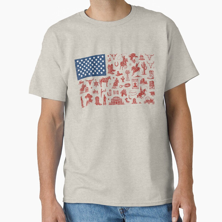 Western Patriotic Rodeo  Trendy 250 Years USA Flag by SjoyStudio