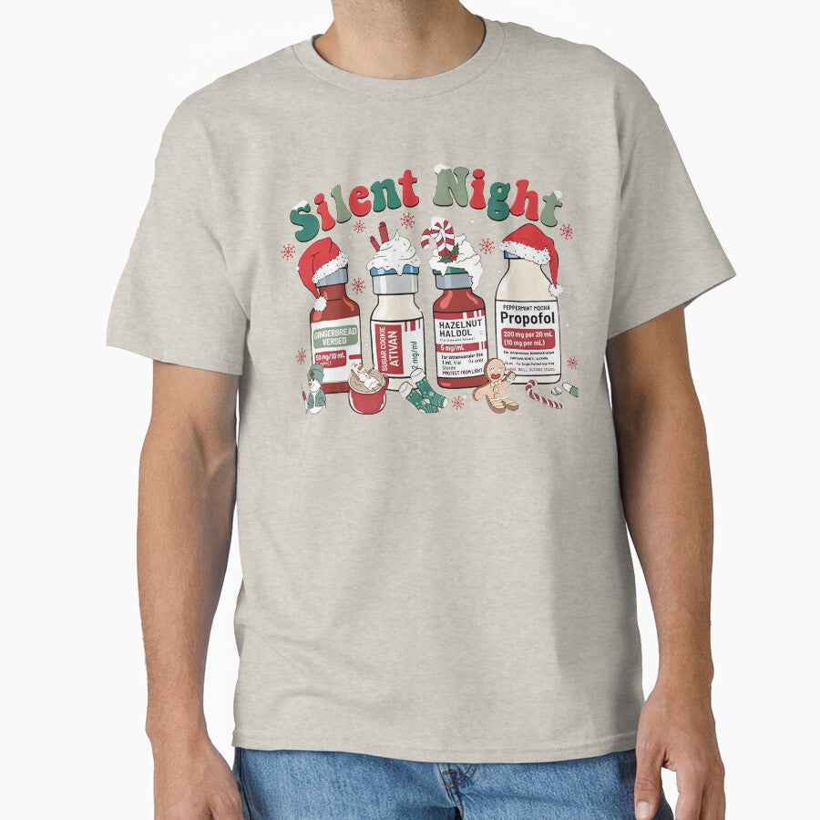 Silent Night Christmas, Christmas Nurse Shirt, Medical Christmas, ICU Nurse Christmas Tee, Nurse Holiday by TiaraHans