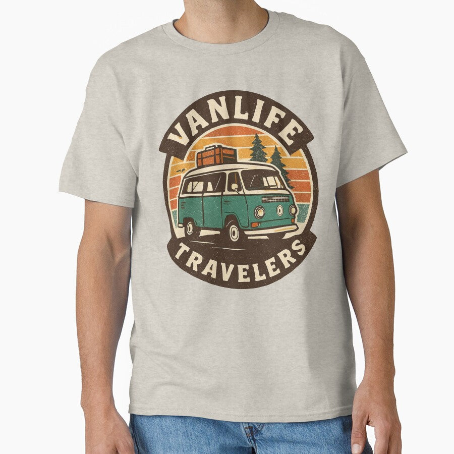 Van Life Travelers Vintage Retro Badge - Outdoor Adventure Art by TSE DESIGN