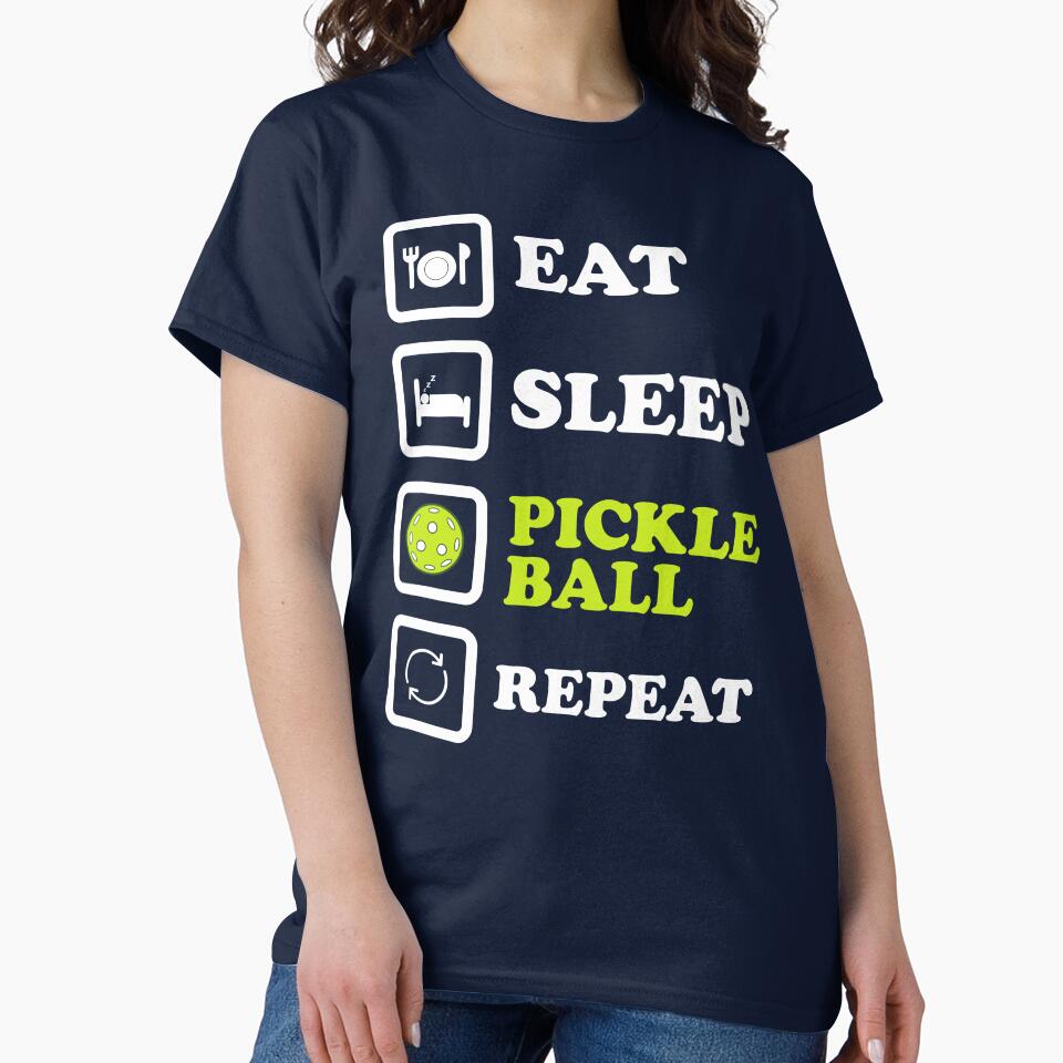 Eat Sleep Pickleball Repeat | Funny Silhouette for Pickleball Fans by Sunserize Designs