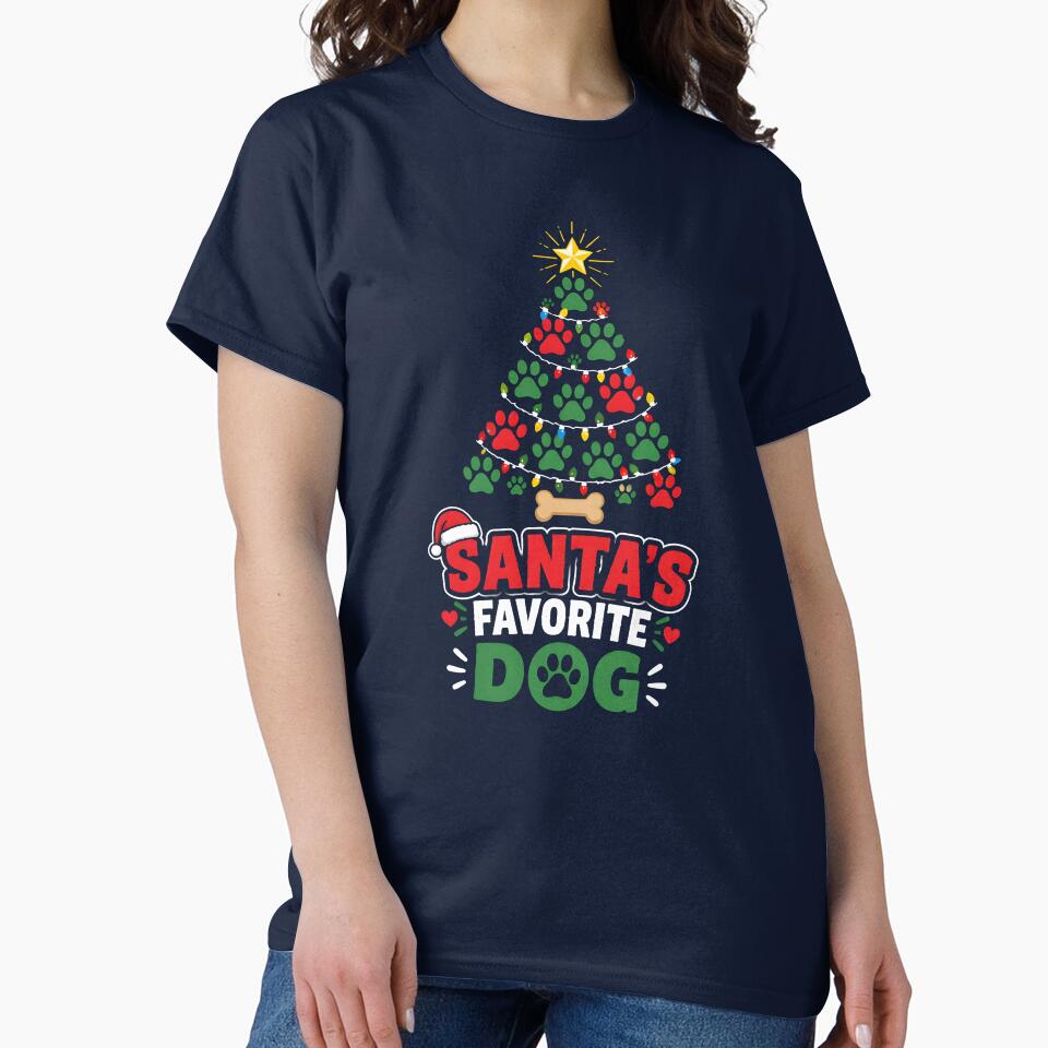 Santa's Favorite Dog Paw Print Christmas Tree Design by LiviuGligoros
