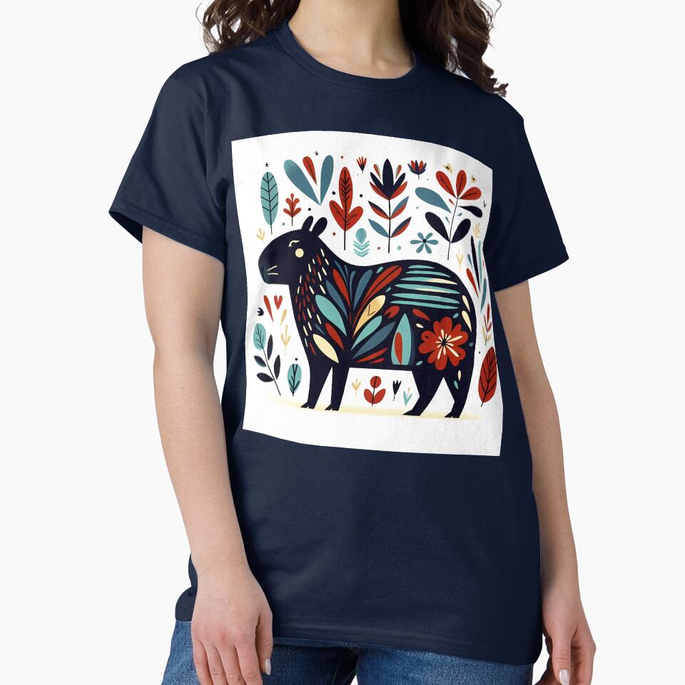 Cute Patterned Capybara - Scandinavian Folk Art by heidiannemorris © by FOLK ART FUSION