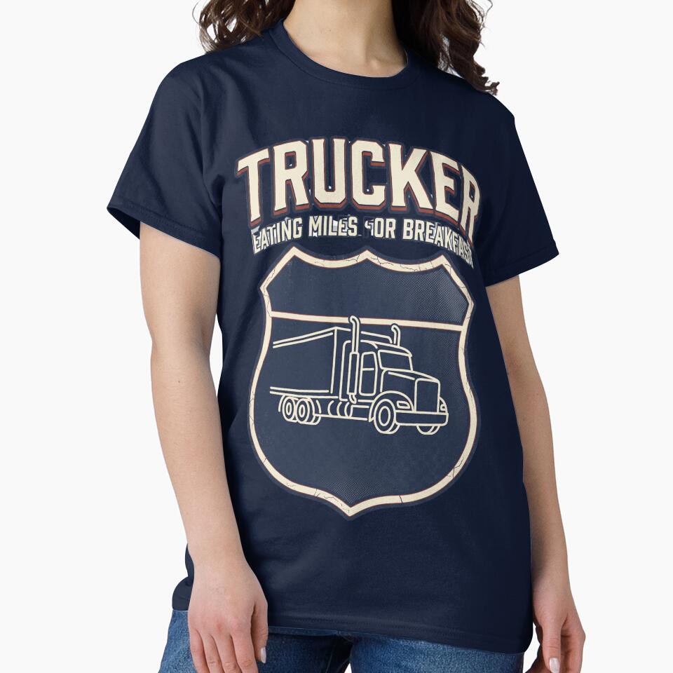 Trucker Eating Miles for Breakfast Retro by Proud Threads