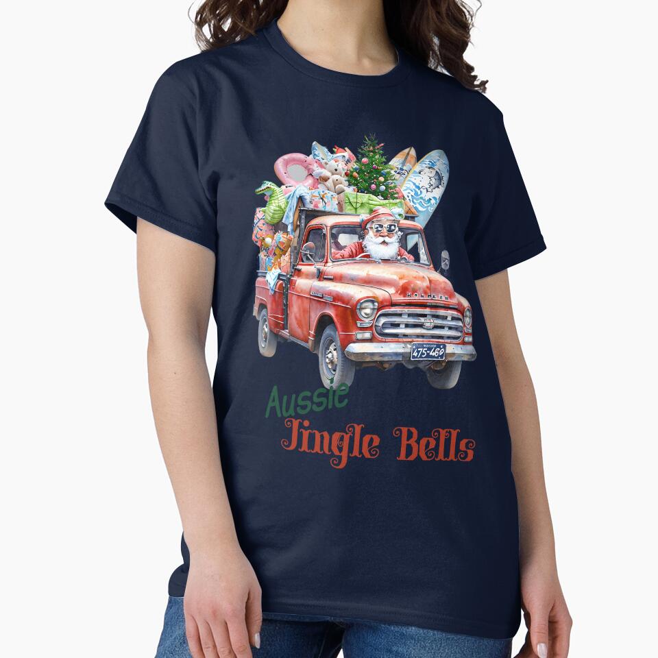 Aussie Jingle Bells Red Vintage Truck Surf Christmas by ArtisticDesignsbyLinda