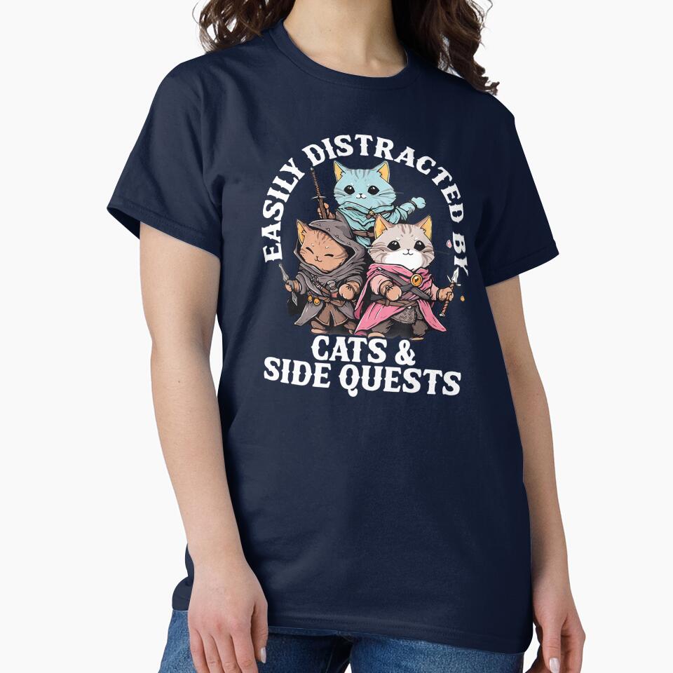 Cats Side Quest Distracted Tabletop Funny Men Women Kids Dad by alber-garnell