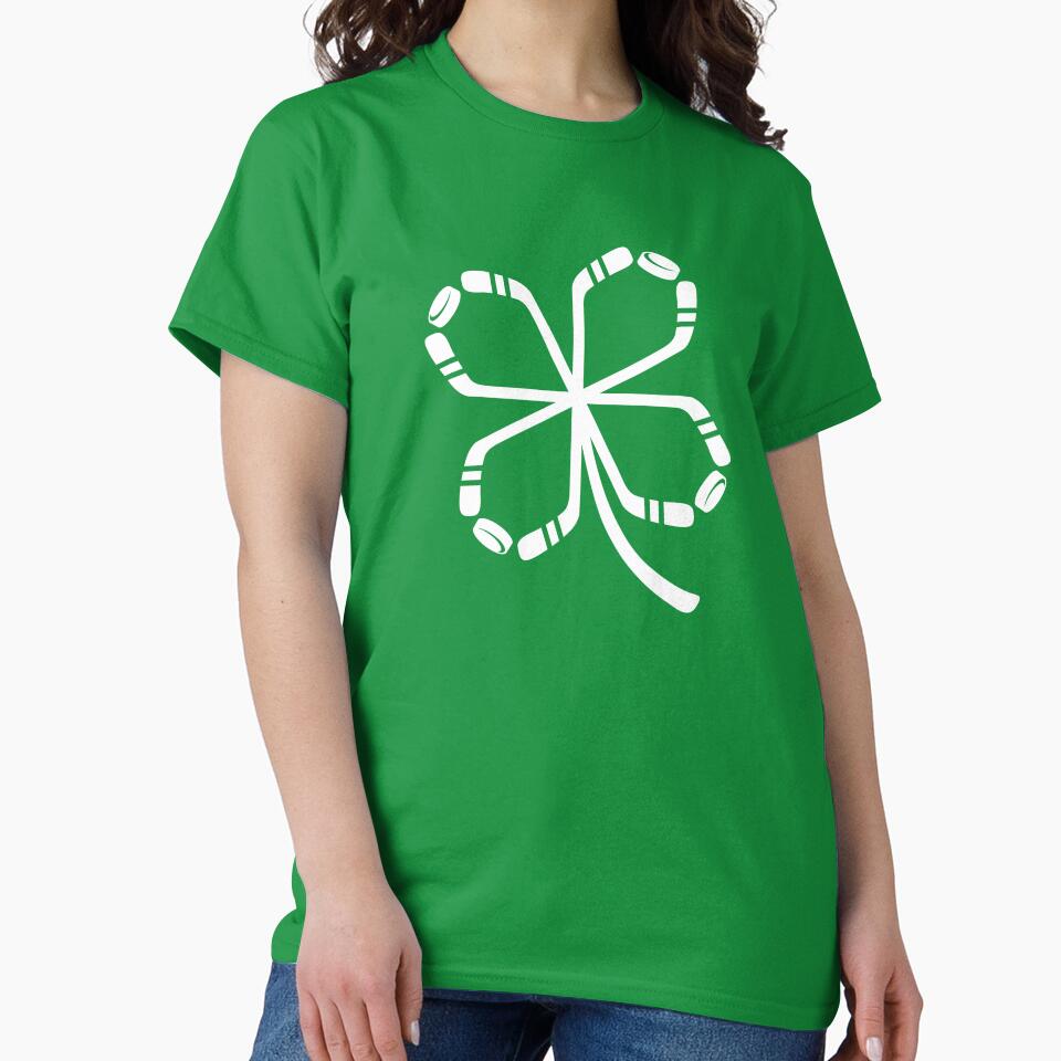 St. Patrick's Day Ice Hockey Shamrock Products/ Lucky Hockey Shirt by mvkmako