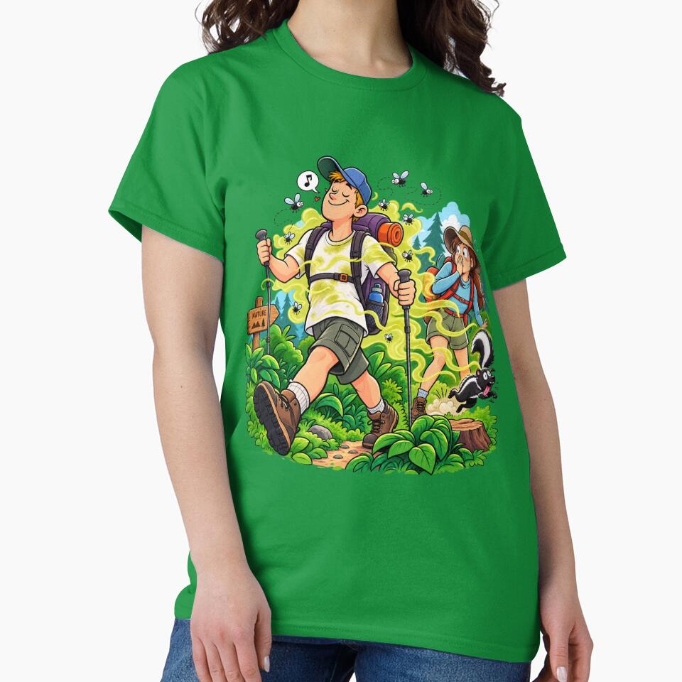 Funny Hiking Adventure Cartoon – Outdoor Nature Trail & Skunk Design by waikibi ⭐⭐⭐⭐