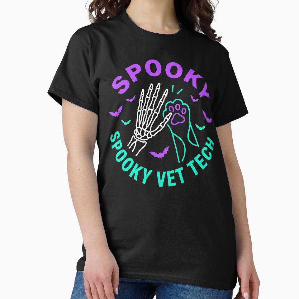 Spooky Vet Tech Veterinary Halloween Skeleton High Five Paw by TeNovaStudio ⭐⭐⭐⭐⭐