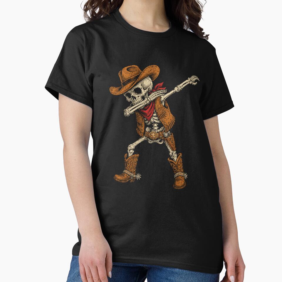 Retro Dabbing Skeleton Cowboy Vintage Western by Moizento