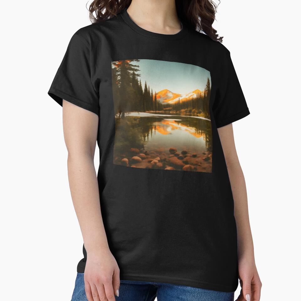 Lake Landscape with Mountains and Forest in Vintage Style by JacobVisuals