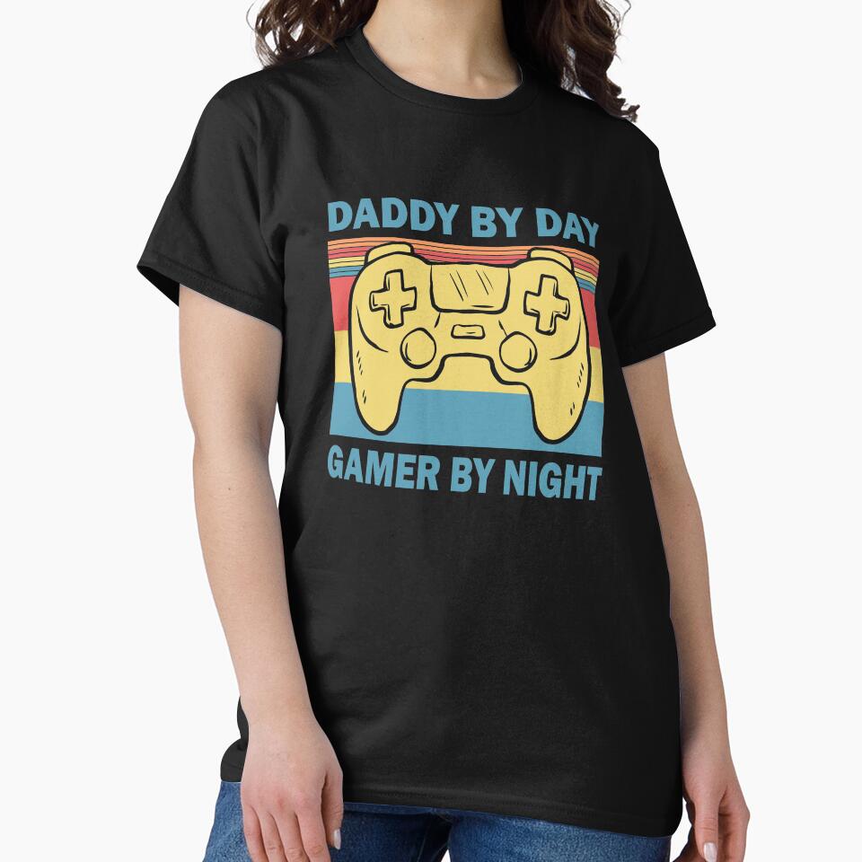 Vintage Daddy by Day Gamer by Night Funny Video Game Gift by thehafdesigner