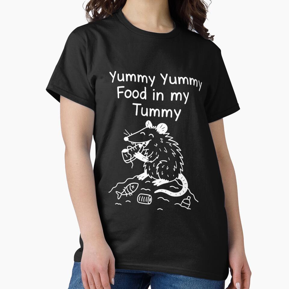 Trash Opossum White Version– “Yummy Yummy Food in My Tummy” Doodle Print by Thehatinthecat