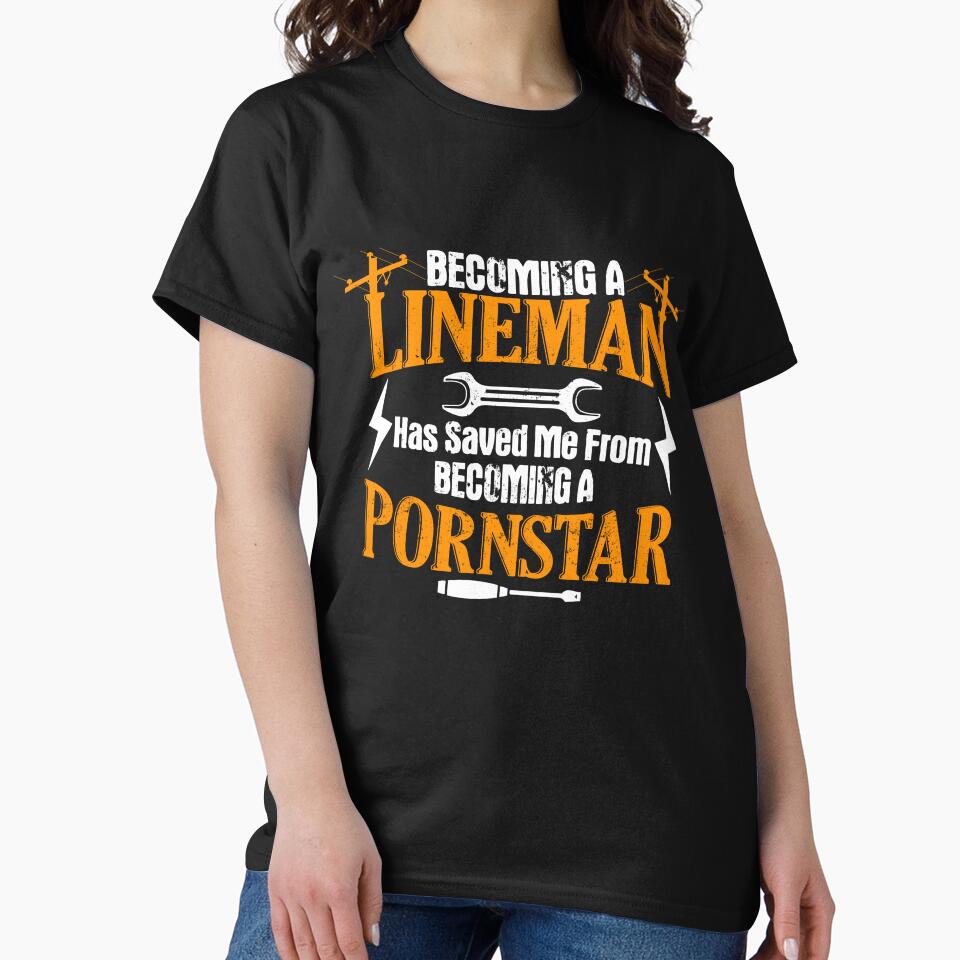 Funny Lineman Father Men Electric Cable Lineman by DSWShirts