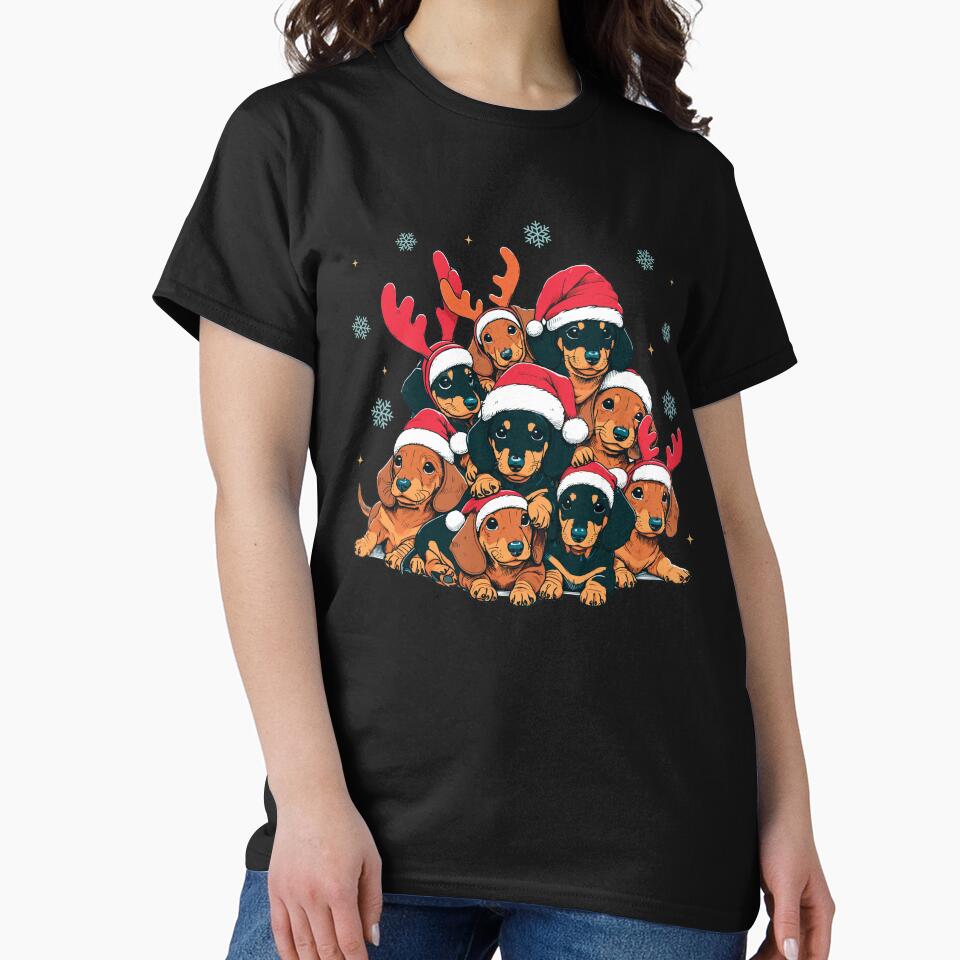 Dachshund Christmas Dog Christmas Tree Cute Pile Dog Funny Retro Christmas by i-longmanshop